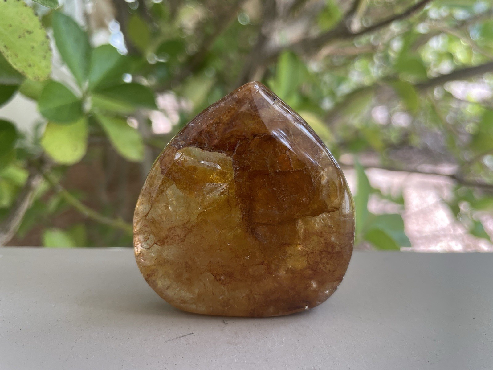 Fire Quartz Crystal/Gemstone Raindrop Freeform 60G 2″ x 2″
