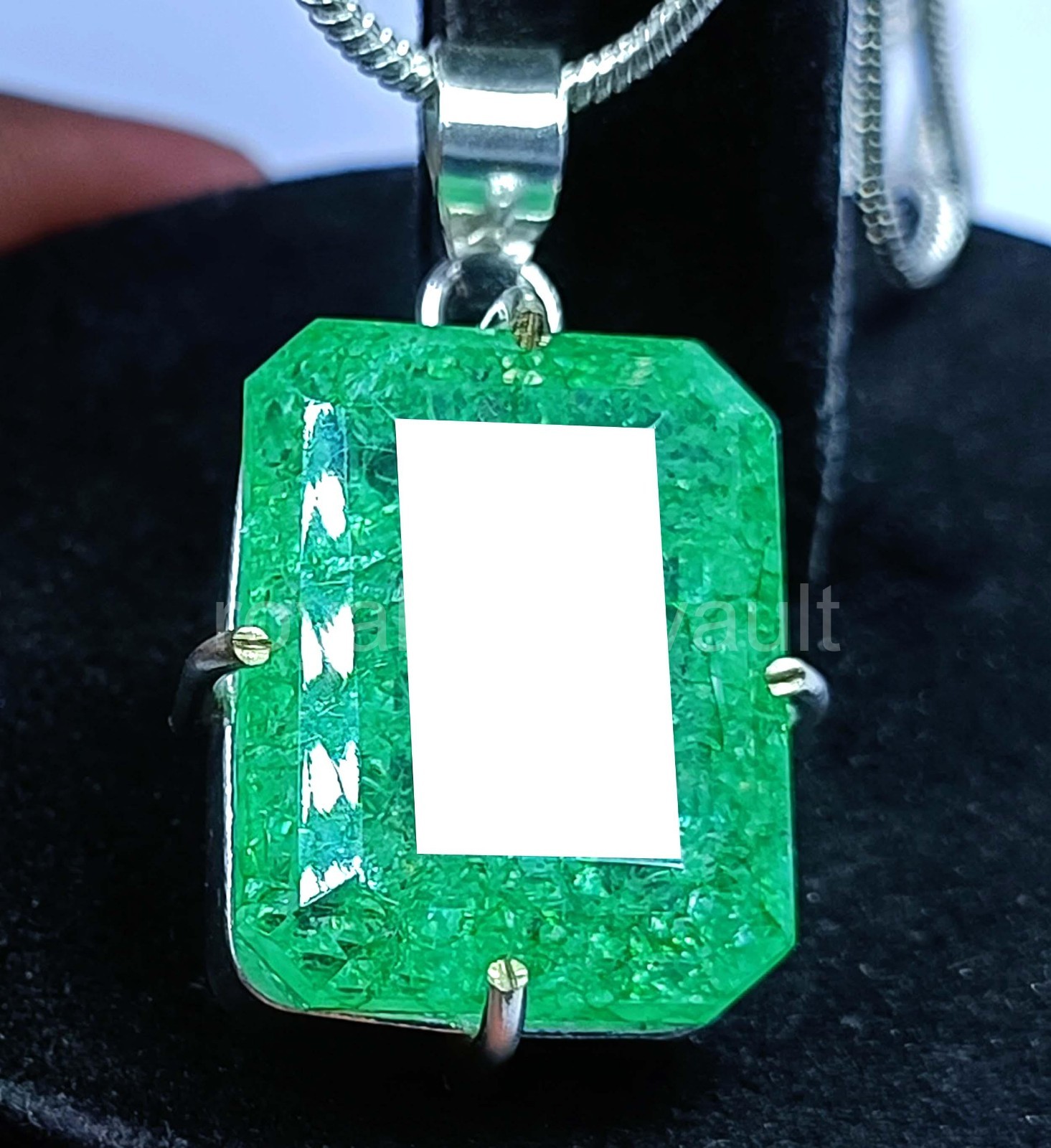 Natural Green Emerald 83.10 Ct Pendant Emerald Cut 925 Silver IGL 5JOY