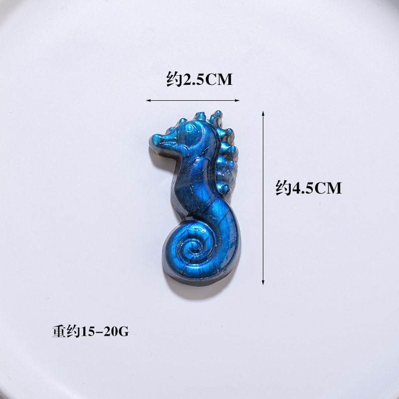Natural Crystal Blue Light Moonstone Nine Tailed Fox Rose Ornament