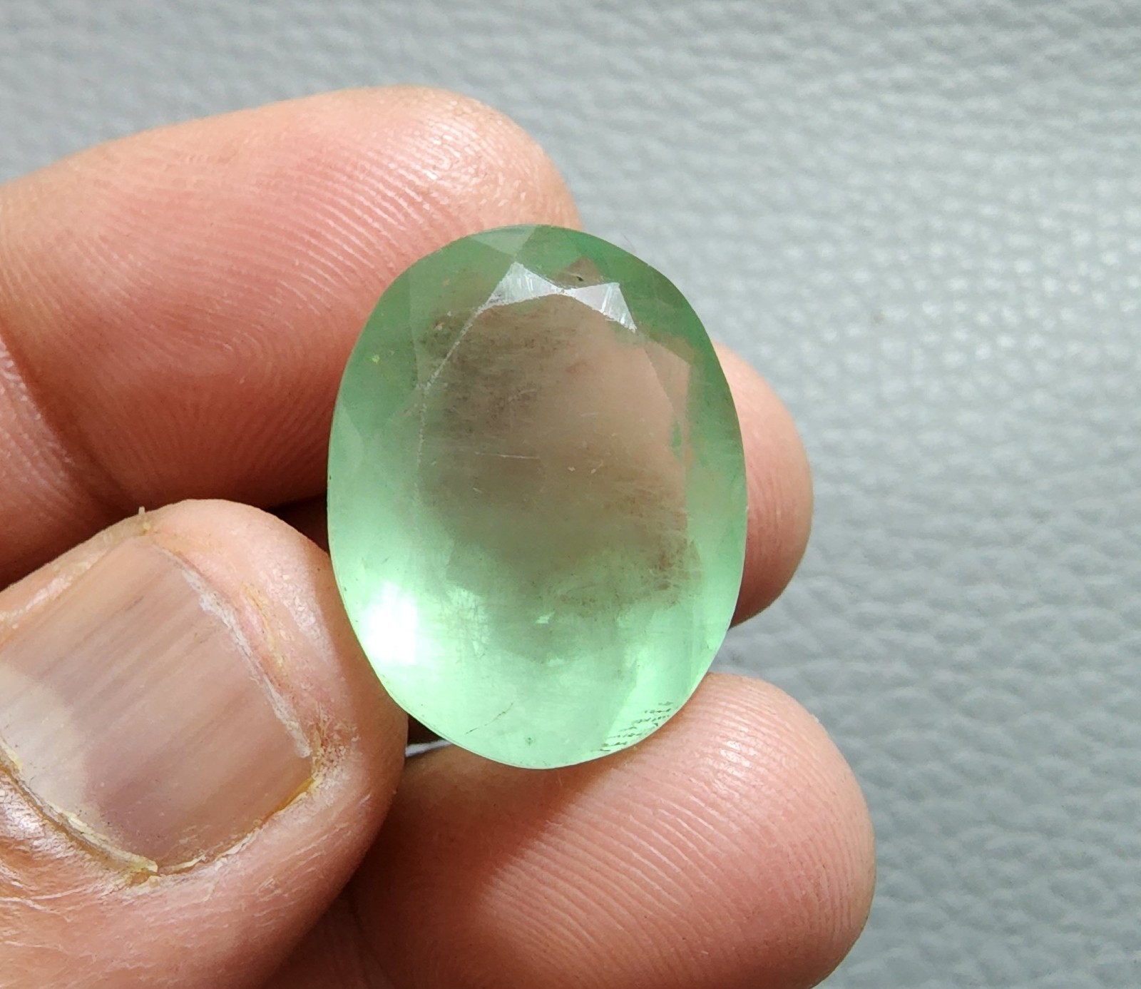 36 Ct A+ Green Fluorite Oval Faceted Natural Gem Large Collector Loose Gemstone