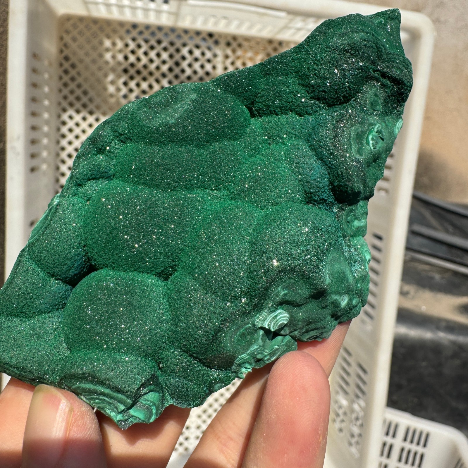 205G Natural glossy Malachite transparent cluster rough mineral sample