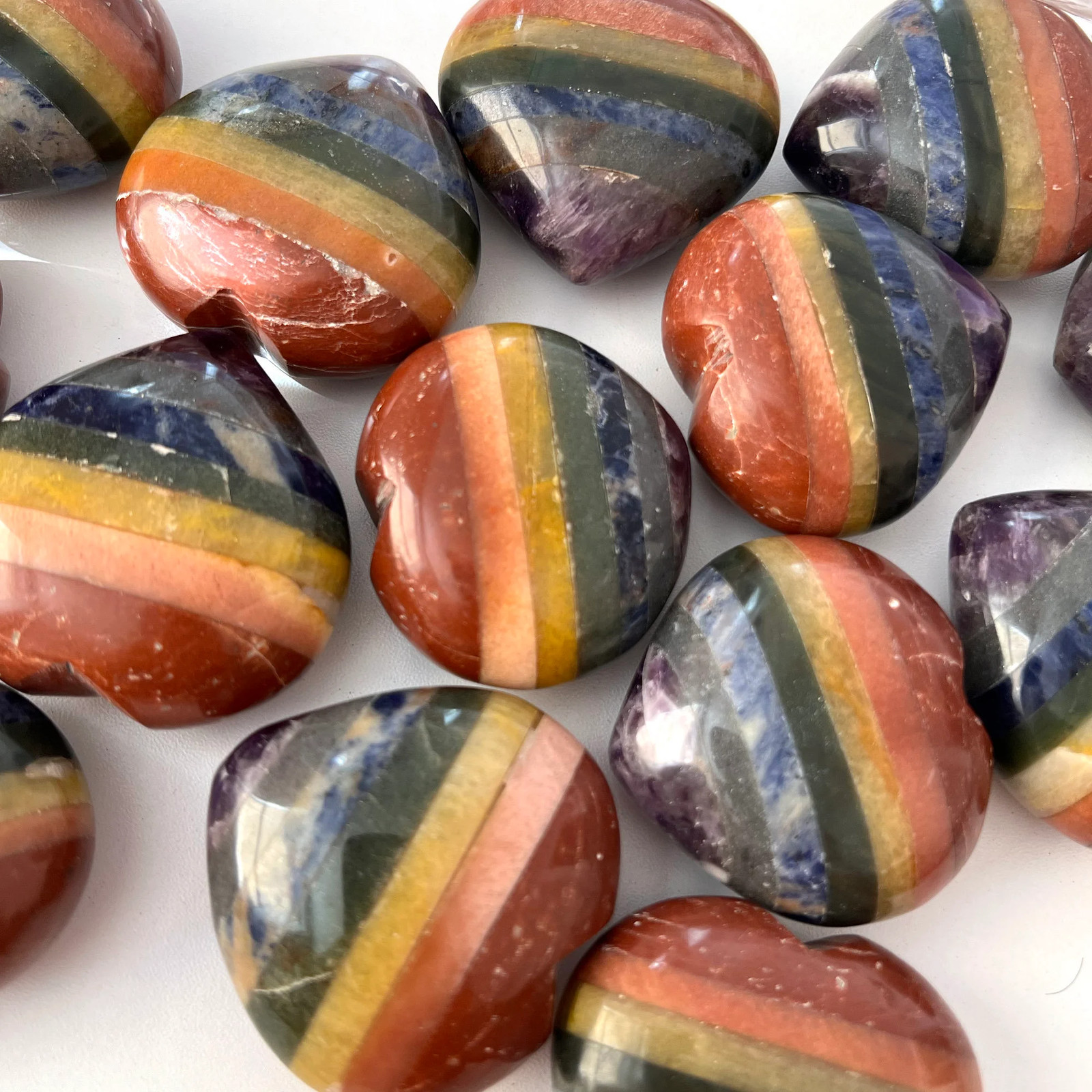 7 Chakra Bonded Heart | Balance | Harmony | Amethyst | Gray Agate | Lapis Lazuli