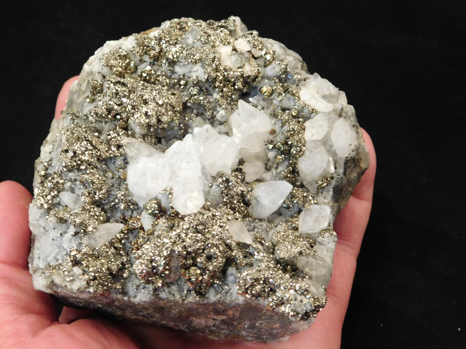 Big! Druzy PYRITE Crystal Cluster w/ Fluorescent Calcite Crystals Mexico 949gr