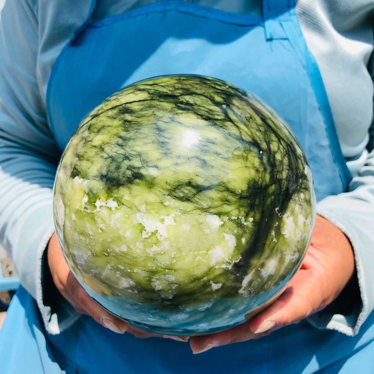 9.02LB Natural ophiolite crystal ball Quartz polishinSphere Healing Reiki decor