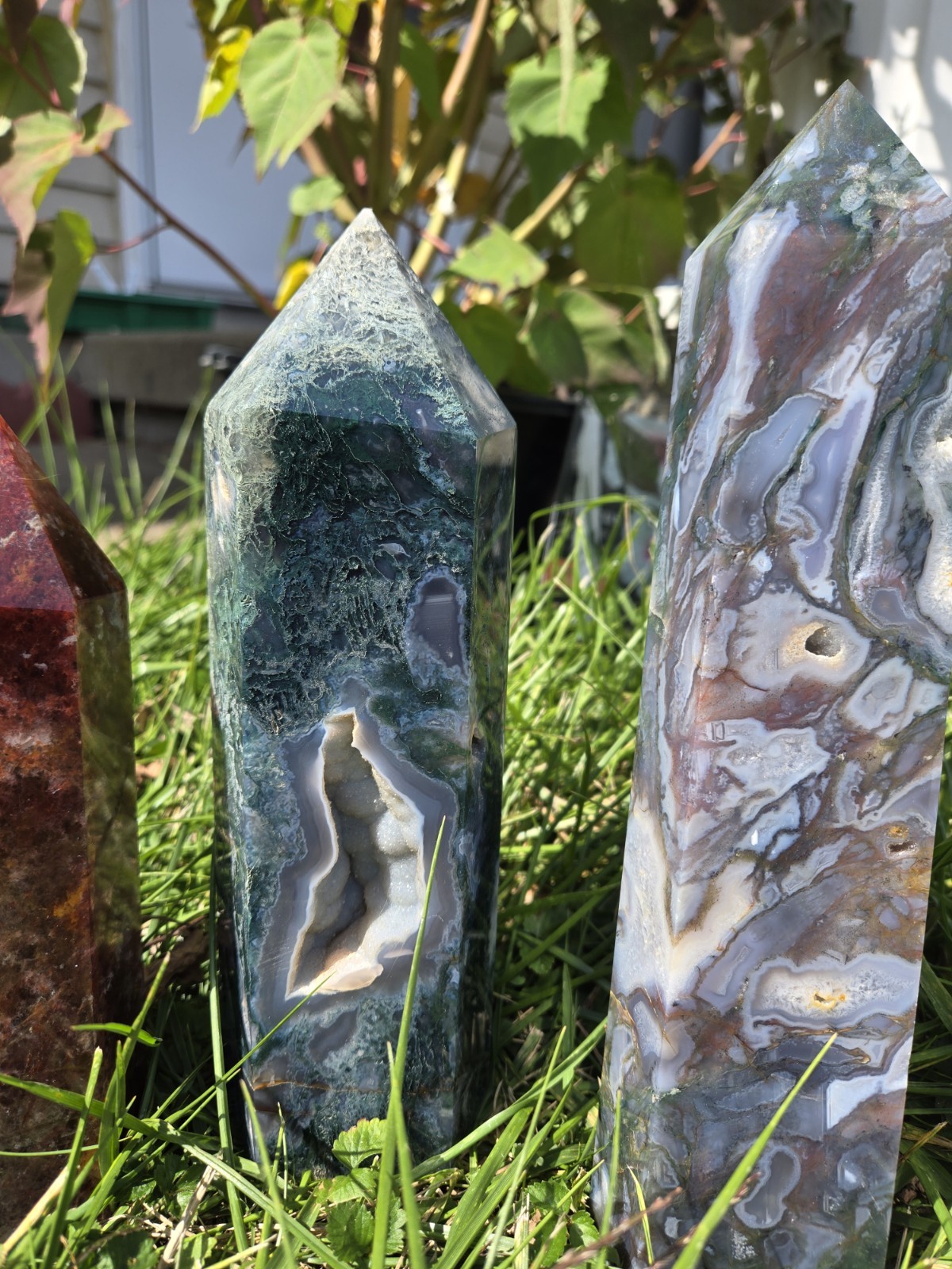 healing crytals towers, natural quartz, Moss Agate , Stones, bulk or individual.