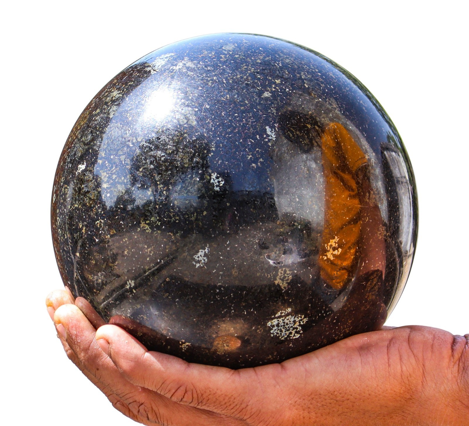 Natural Black NUUMMITE Crystal Home Decor Handmade Gift Polished Sphere 145mm