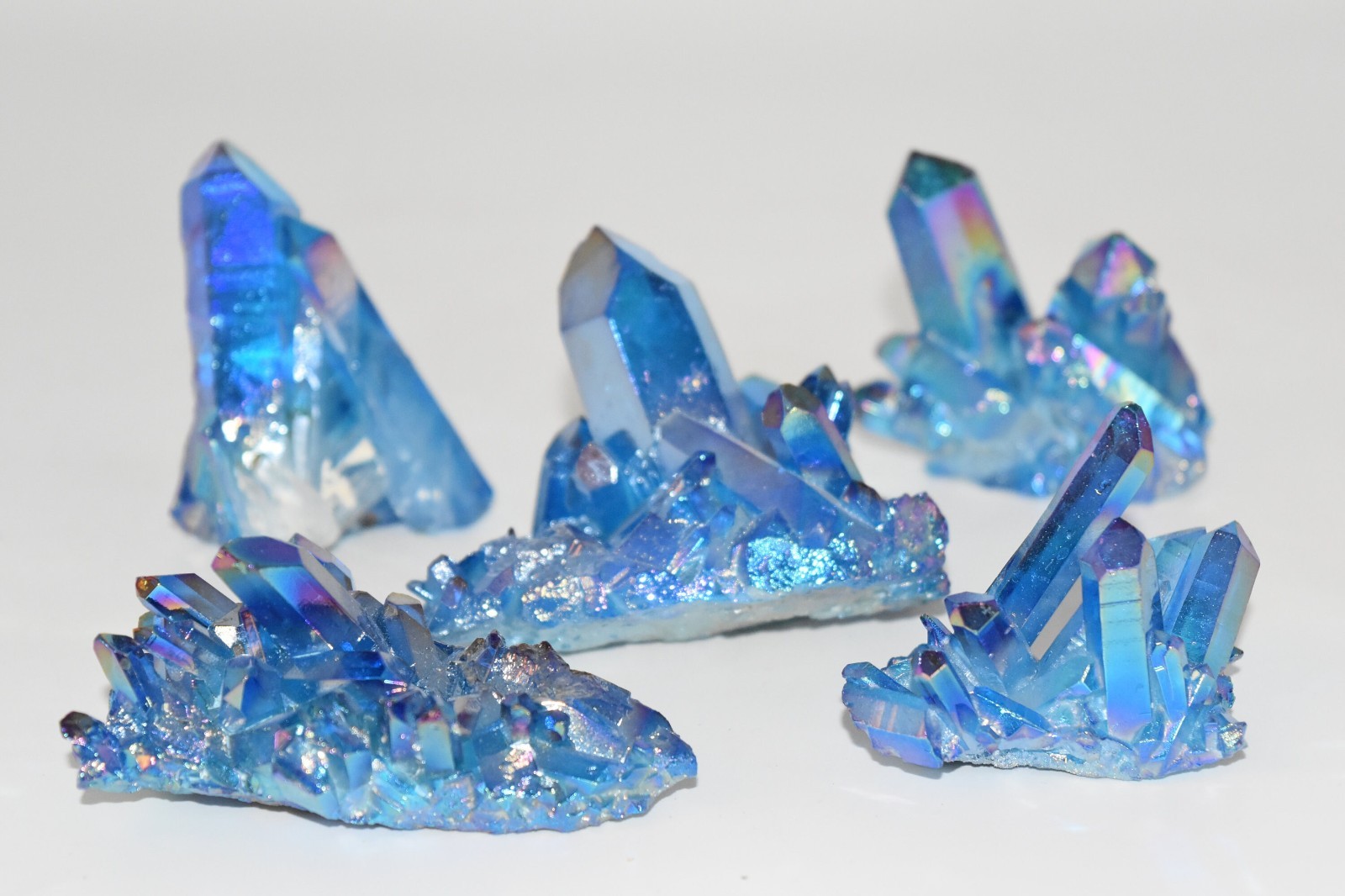 Blue Titanium Rainbow Crystal Cluster Angel Aura Quartz Healing Home Reiki Decor
