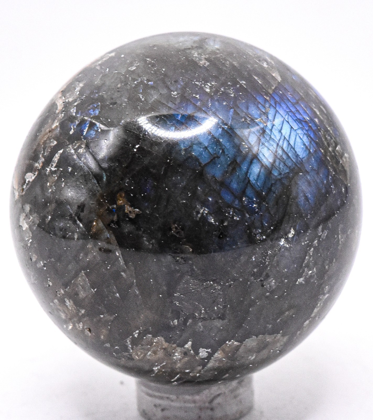 46mm Blue Flash Dark Labradorite Feldspar Sphere Polished Mineral – Madagascar