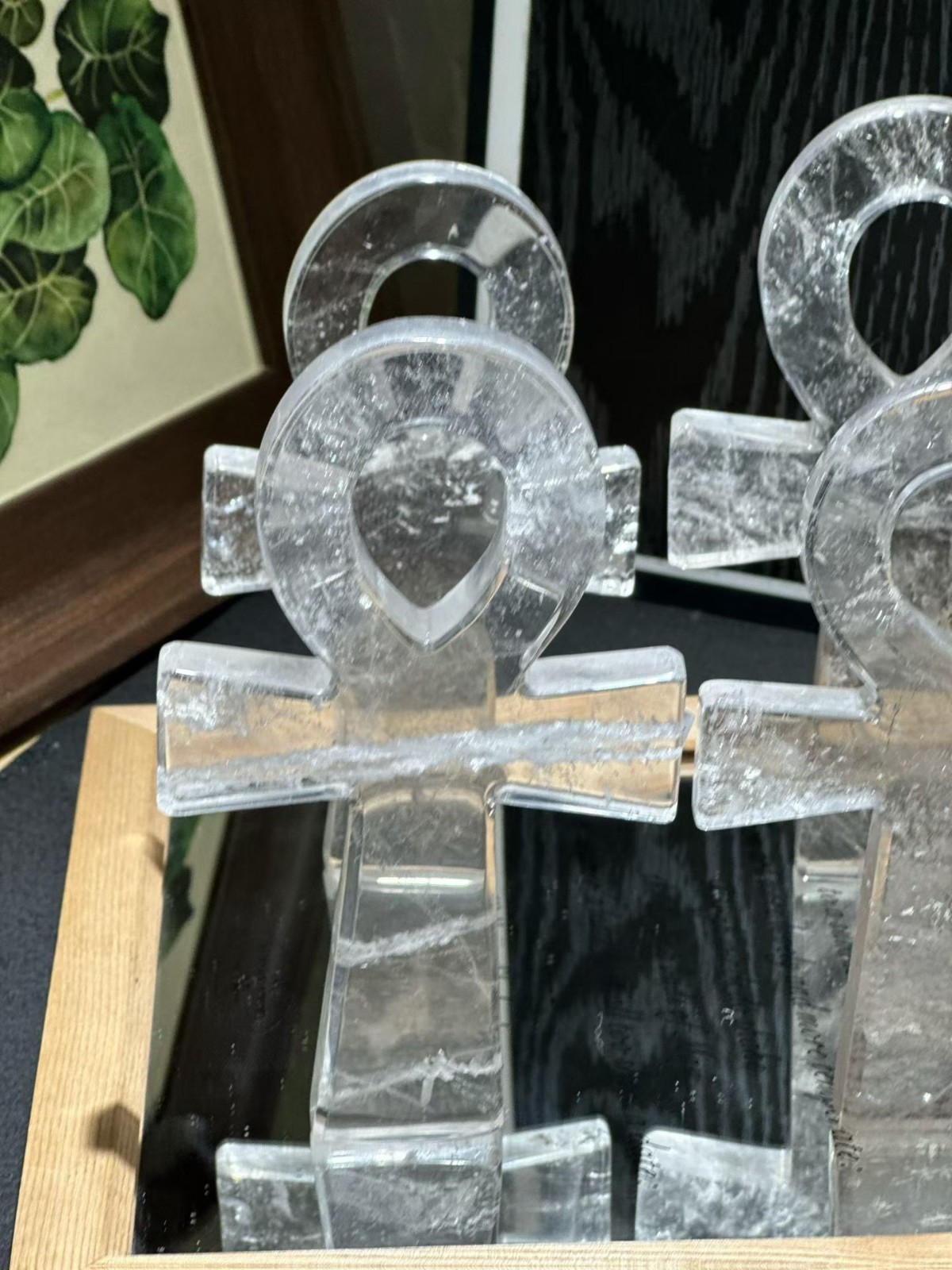5.9″ Natural Clear Crystal Ankh Cross Carved quartz crystal Skull Reiki heal 1pc