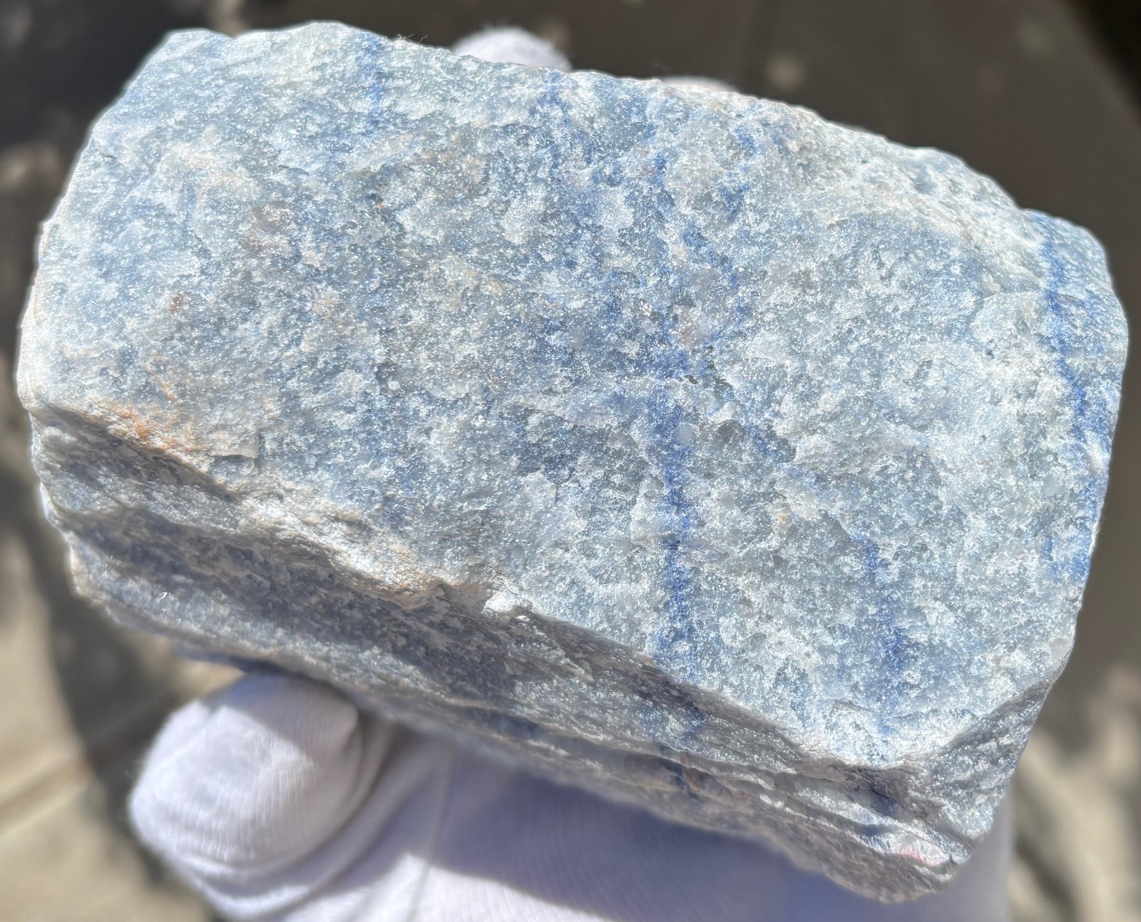 USA SALE 2.65LB BLUE QUARTZ VASE CONTAINER 4″x3.8″x3″ AVENTURINE PLANTER HOLDER