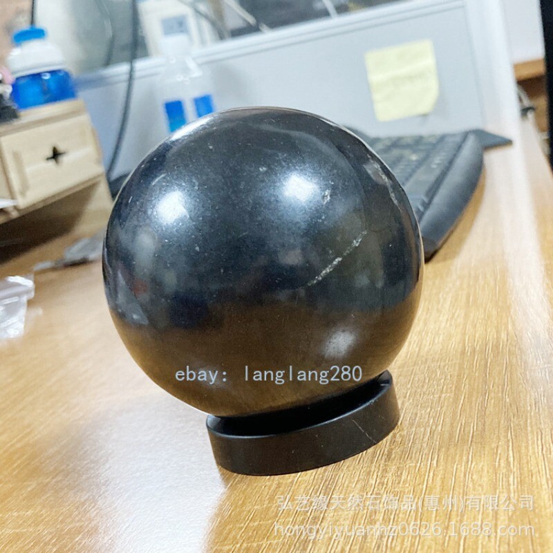 SHUNGITE Crystal Sphere Crystal Ball EMF Protection, Gothic Home Decor
