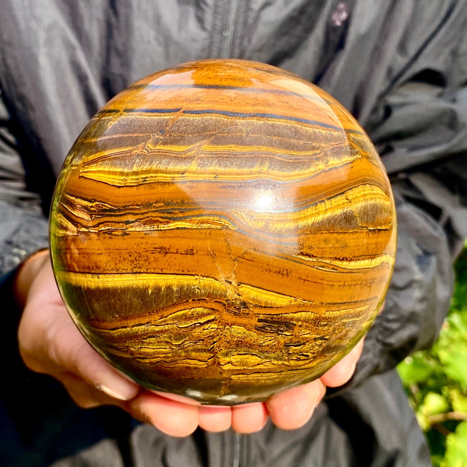 4.03LB Large Natural Tiger Eye Stone Crystal Ball Quartz Healing Sphere Décor