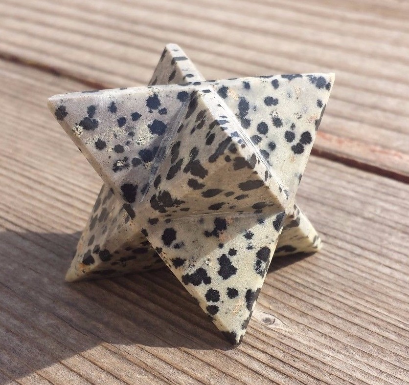 LARGE (50mm) DALMATIAN JASPER GEMSTONE MERKABA STAR (ONE) – BUY IT NOW
