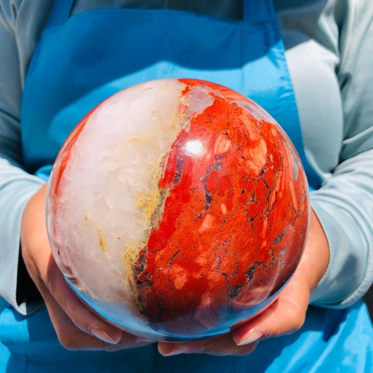 5.96LB Natural red jade ball quartz crystal ball, spiritual energy healing
