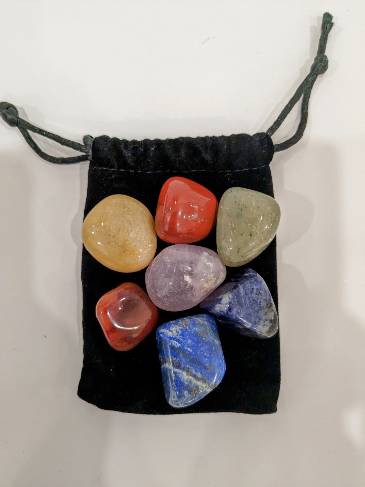 7 Chakra Alignment Stones Reiki Healing & Meditation With Velvet Pouch