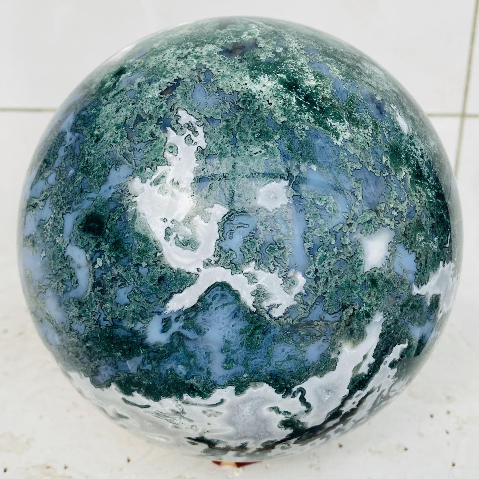 Natural water grass agate sphere crystal ball quartz energy 4820g