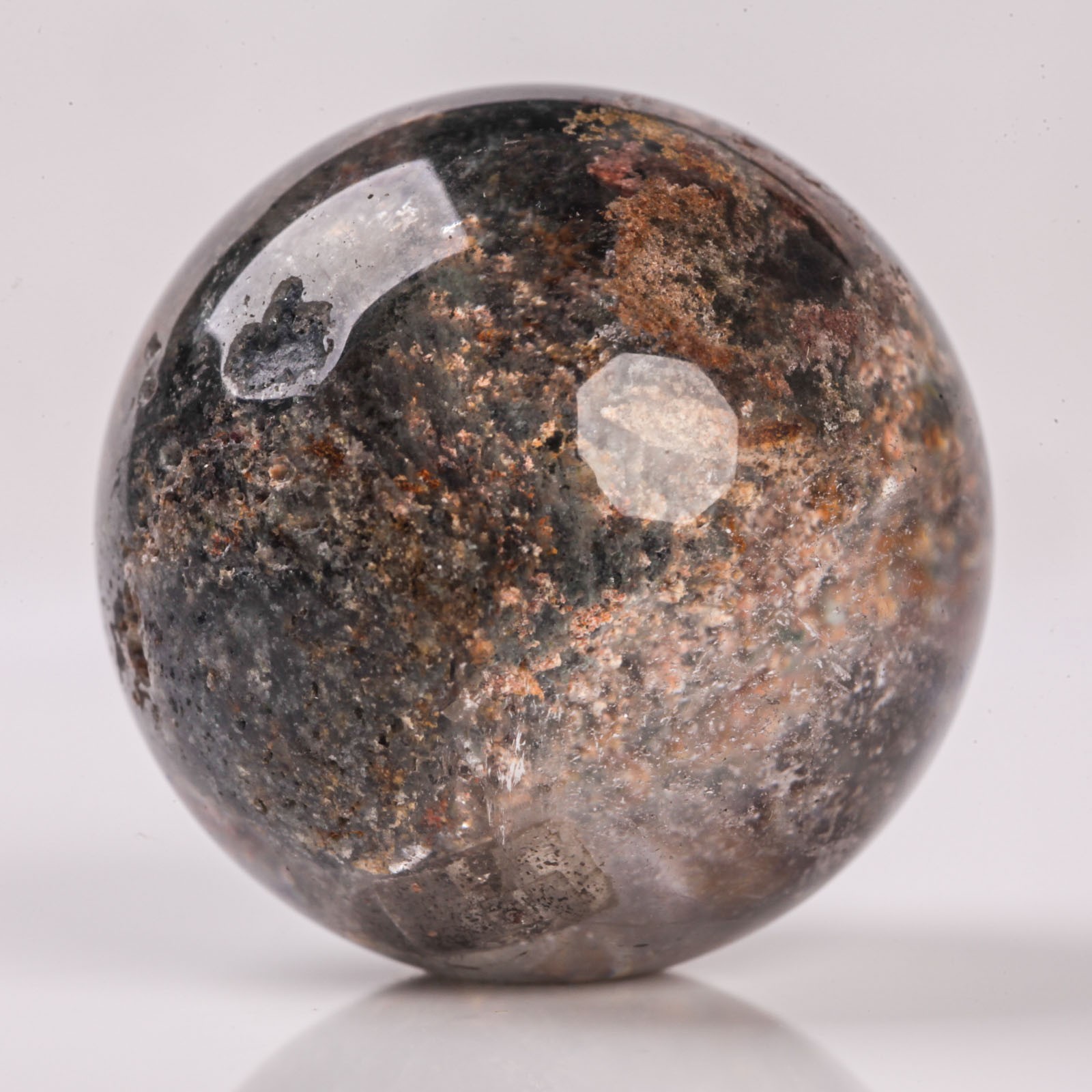 34g29mm Natural Garden/Phantom/Ghost/Lodolite Quartz Crystal Sphere Healing Ball
