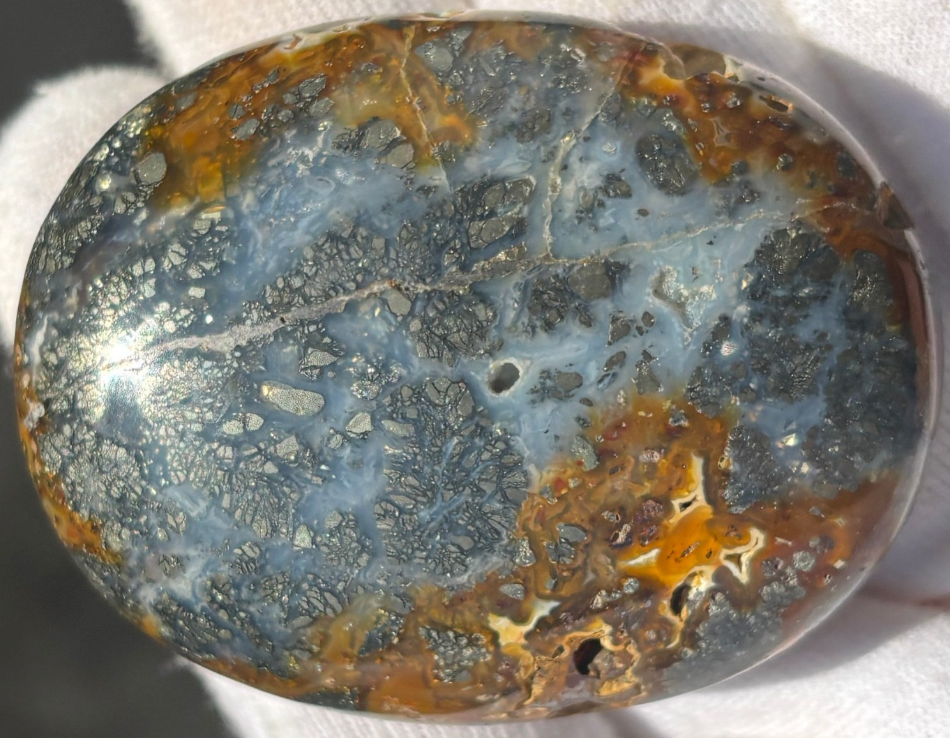 LOT MULTI-COLORED MARCASITE/MIZONE OPAL/SHEEN OBSIDIAN PALMSTONES PALM STONE