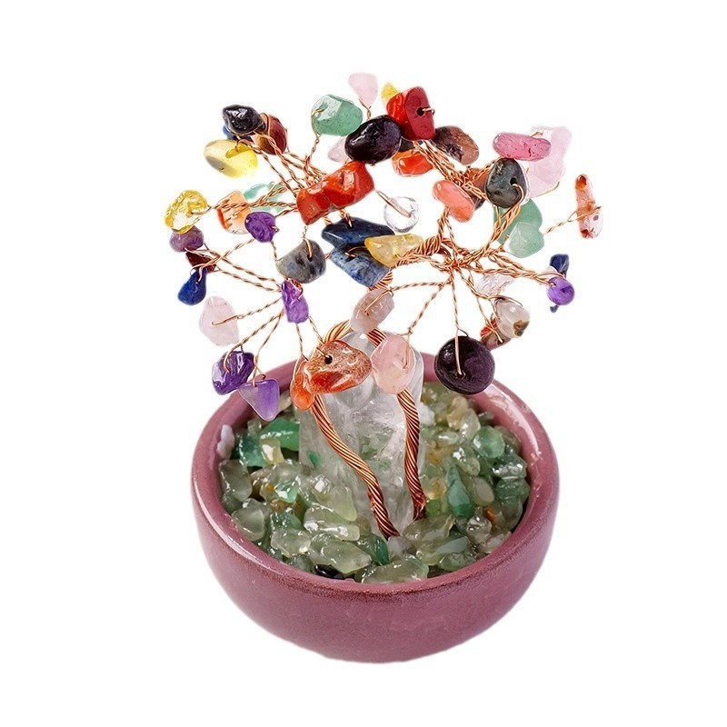 Handmade Copper Wire Wrapped Natural Crystal Tree w/Ceramic Bowl – Lucky Energy