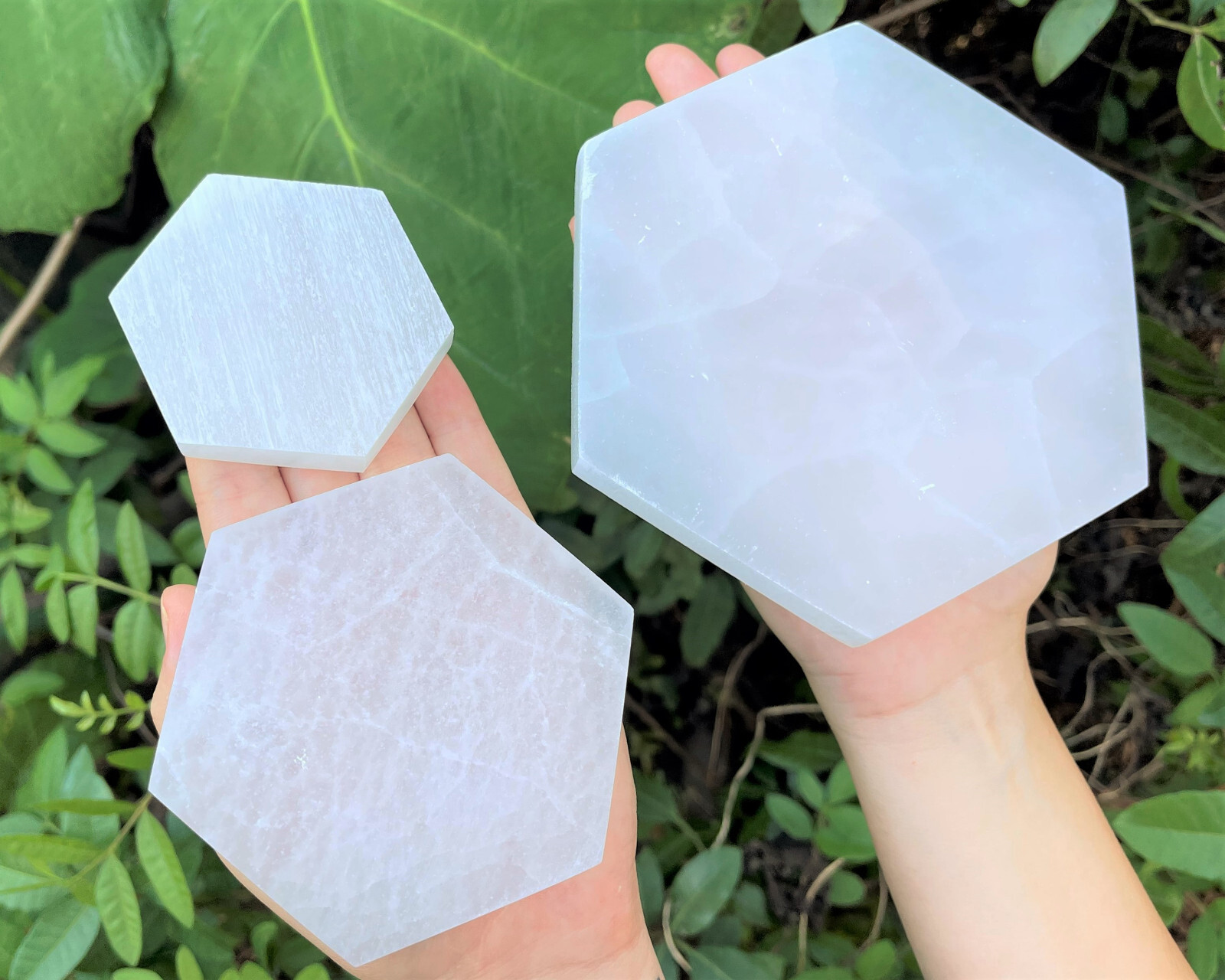 Polished Selenite Charging Station, Hexagon: Choose 3″, 4″ or 6″ (Cleansing)