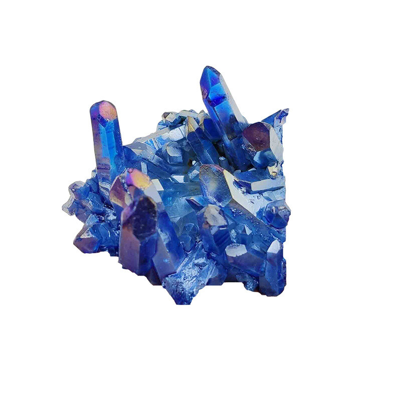 80g Natural Aura Blue Crystal Titanium Rock Stone Cluster VUG Specimens Healing