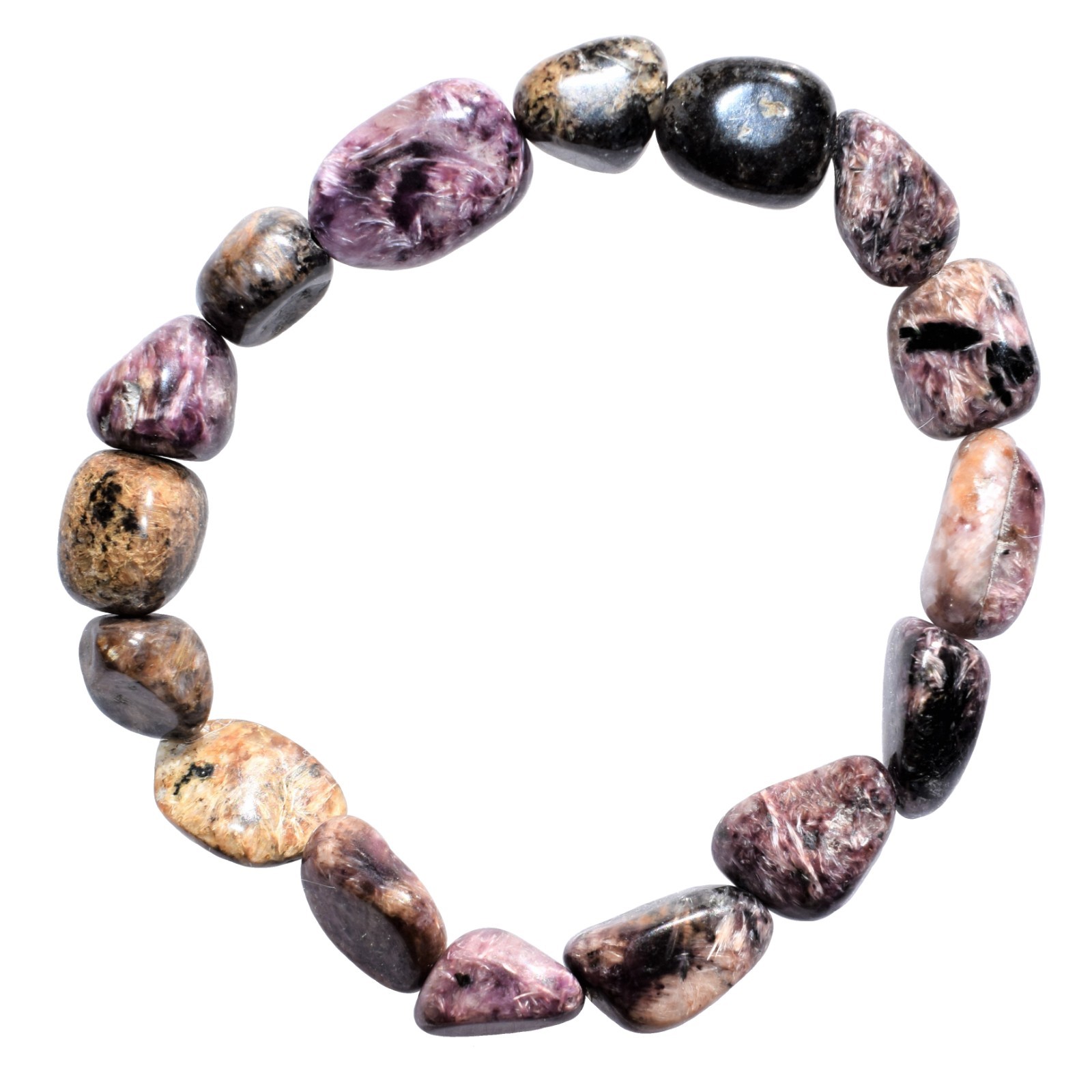 CHARGED Natural Charoite Crystal Nugget Bead Bracelet Stretchy ENERGY REIKI