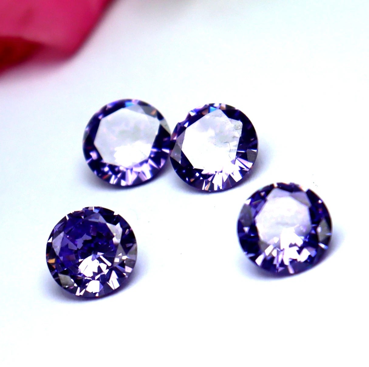 5-6 Ct GGI Certified Natural Purple Amethyst Round Cut Loose Gemstone ,4 Pcs
