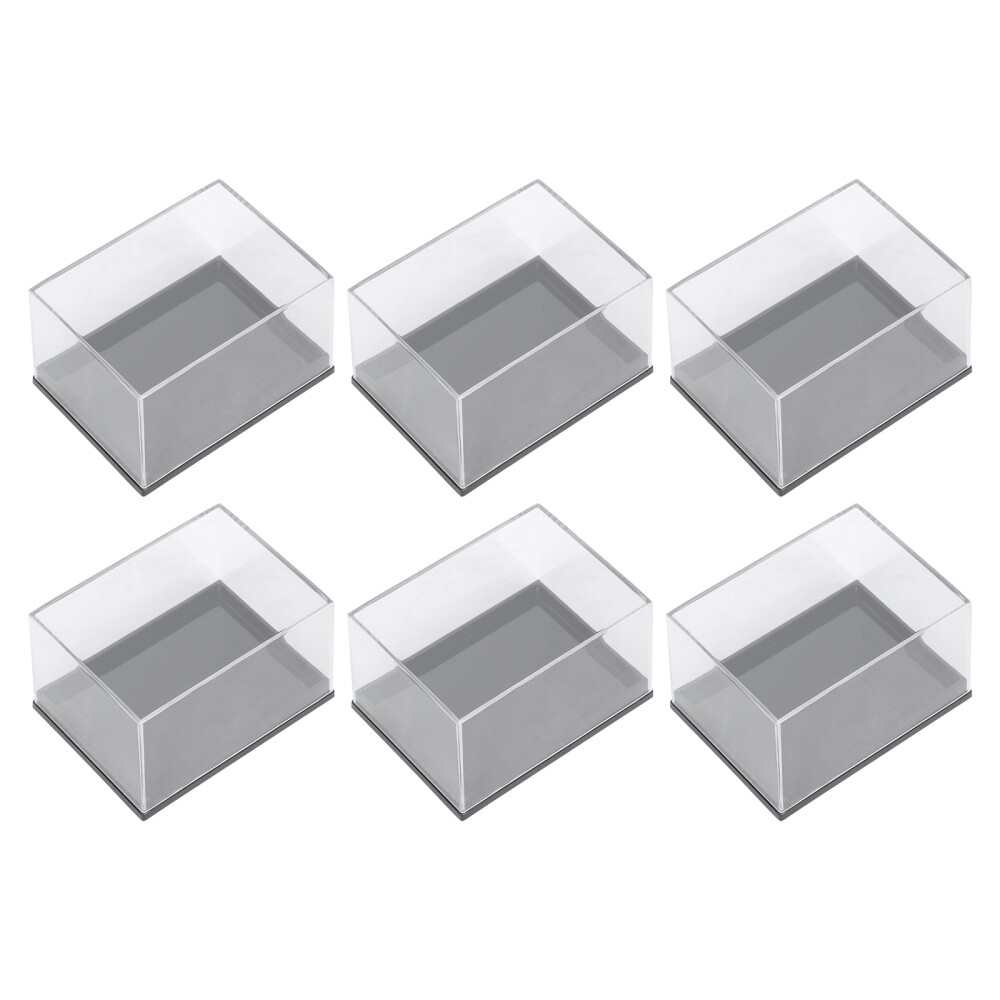 6 Pcs Square Transparent Plastic Specimen Display Boxes Mineral Storage Cases