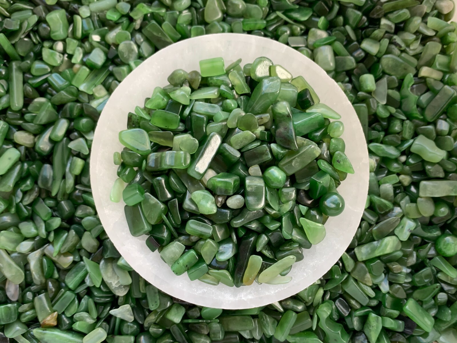 Grade A++ Nephrite Jade Semi Tumbled Gemstone Chips 5 – 15mm, Wholesale Bulk Lot