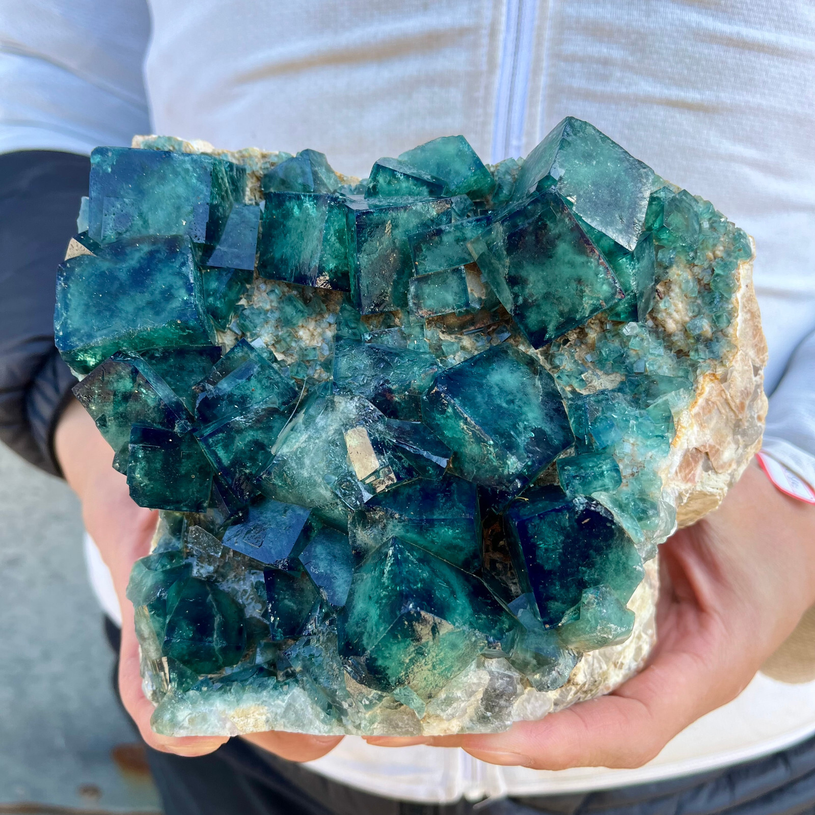 5.7lb NATURAL Green Cube FLUORITE Quartz Crystal Cluster Mineral Specimen