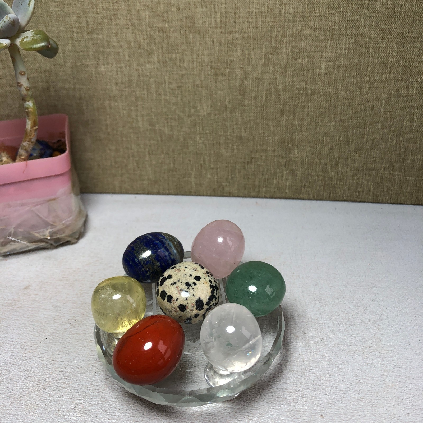 Natural seven different types of crystals Seven Star Array Specimen Base A3021