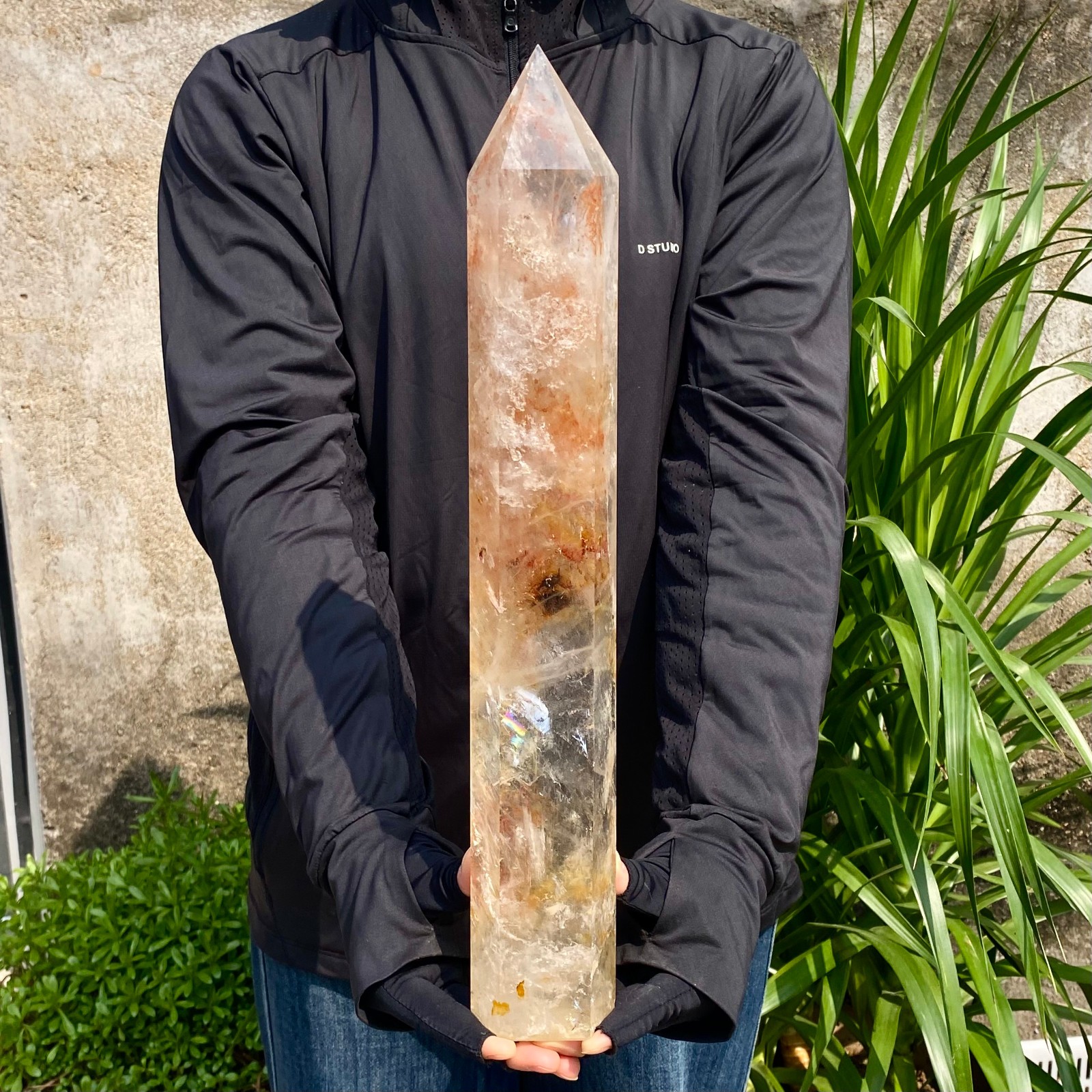 5.29LB Natural clear white crystal obelisk Crystal energy column Reiki healing