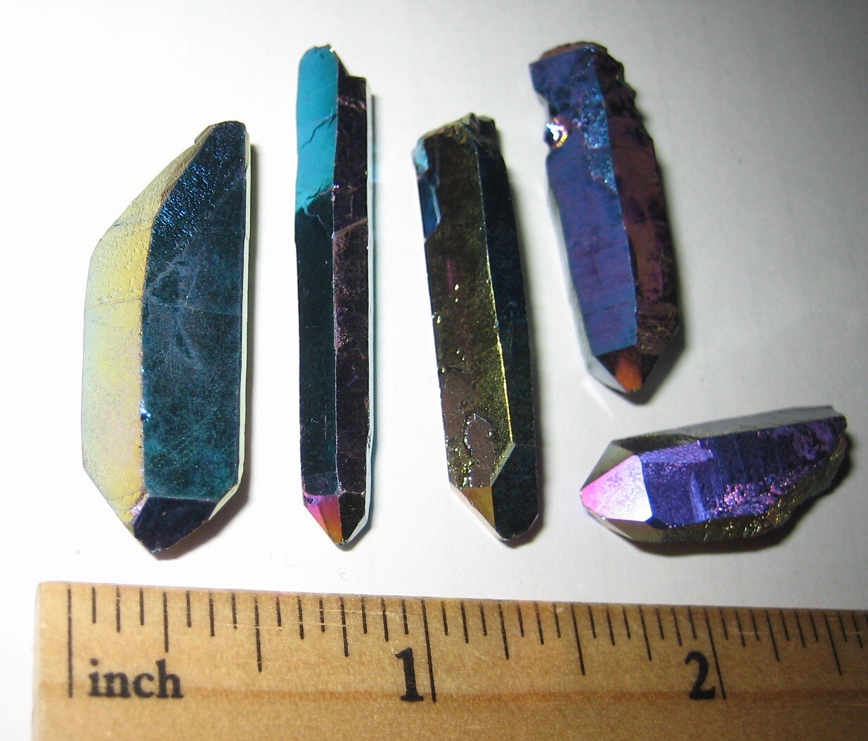 5 SMALL A+ 1″-1.6″ TITANIUM QUARTZ (TREATED IN USA) CRYSTAL POINTS ~ 18.2g *4