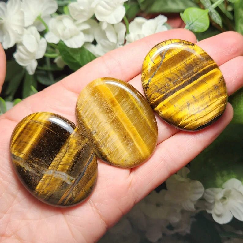 Natural Tiger Eye Worry Stone 1.2-2″ Polished Thumb Stone Pocket Palm Stone 1PC