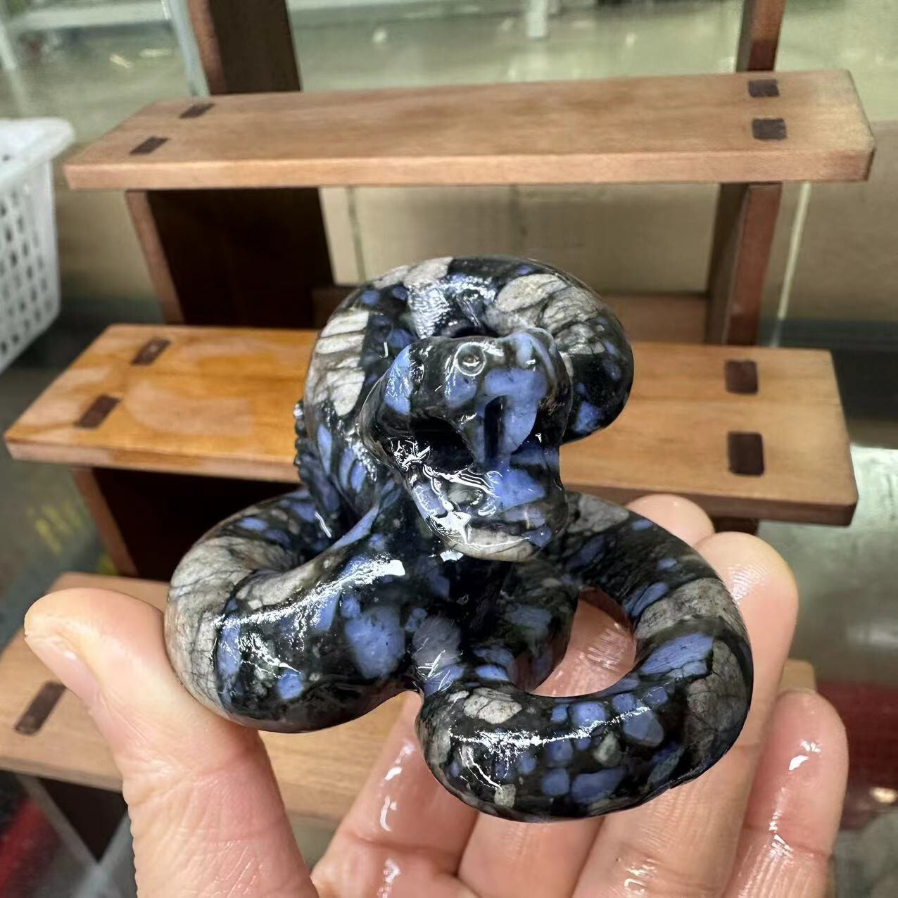 natural Rhyolite quartz crystal handmade engrave snake skull healing 1pc