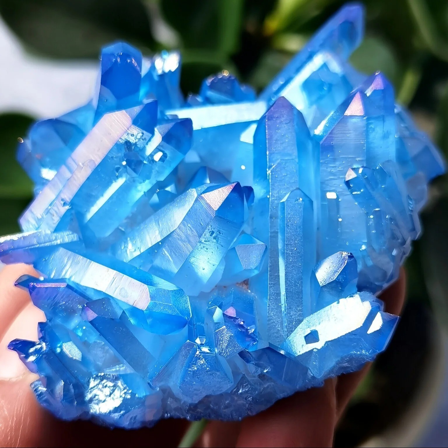 Aqua Aura Blue Quartz Titanium Cluster Mineral Specimen Geode Ornament 80-110g