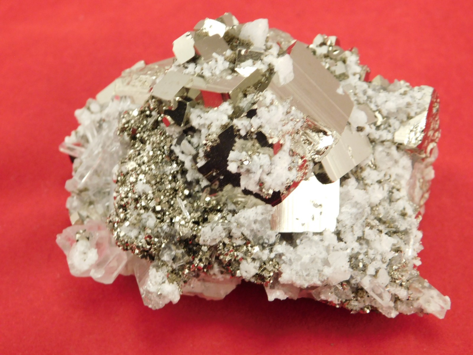 Larger! SUPER Nice PYRITE Crystal CUBE Cluster with Quartz Peru 297gr