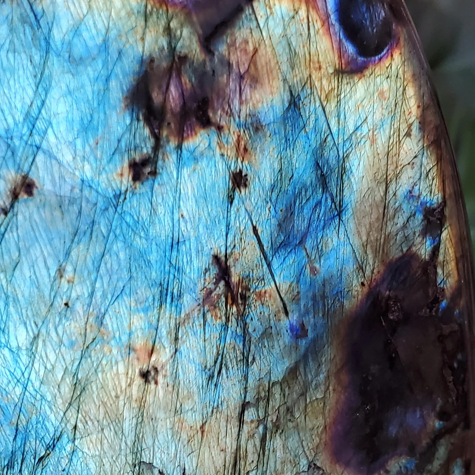 Labradorite Spectrolite Blue & Yellow Flash Crystal Slab Freeform 952 grams