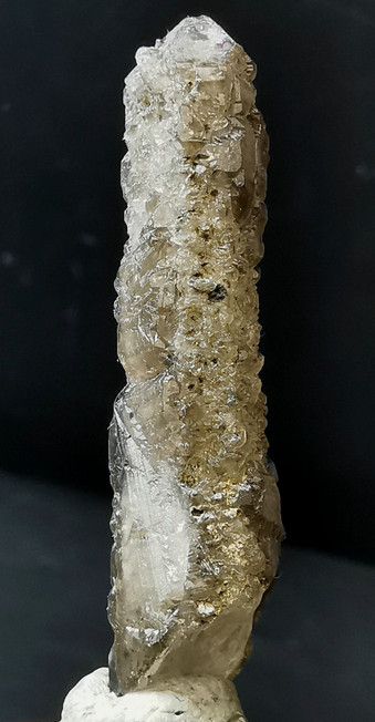 Smoky Elestial Quartz Crystal Point with Etching and Regrowth Inner Mongolia