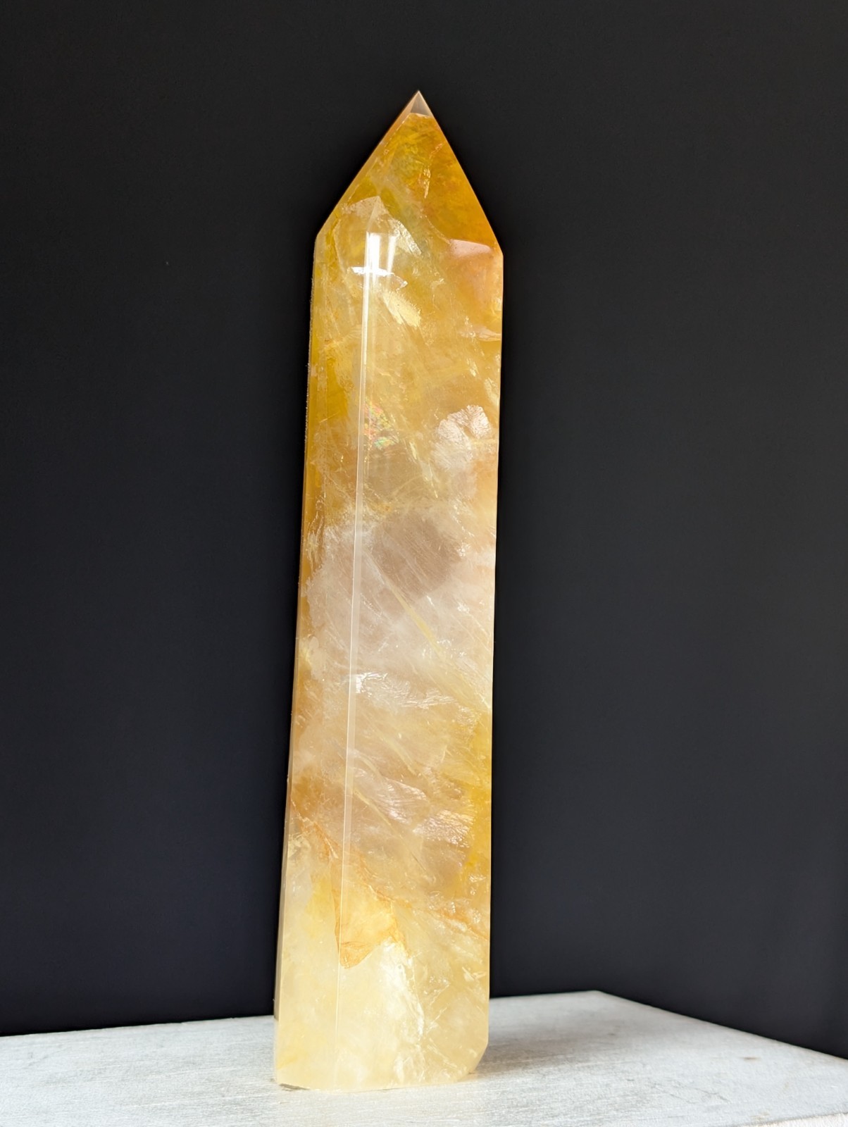 Golden Healer Tower Crystal Point Large Big Gemstone Chakra Reiki