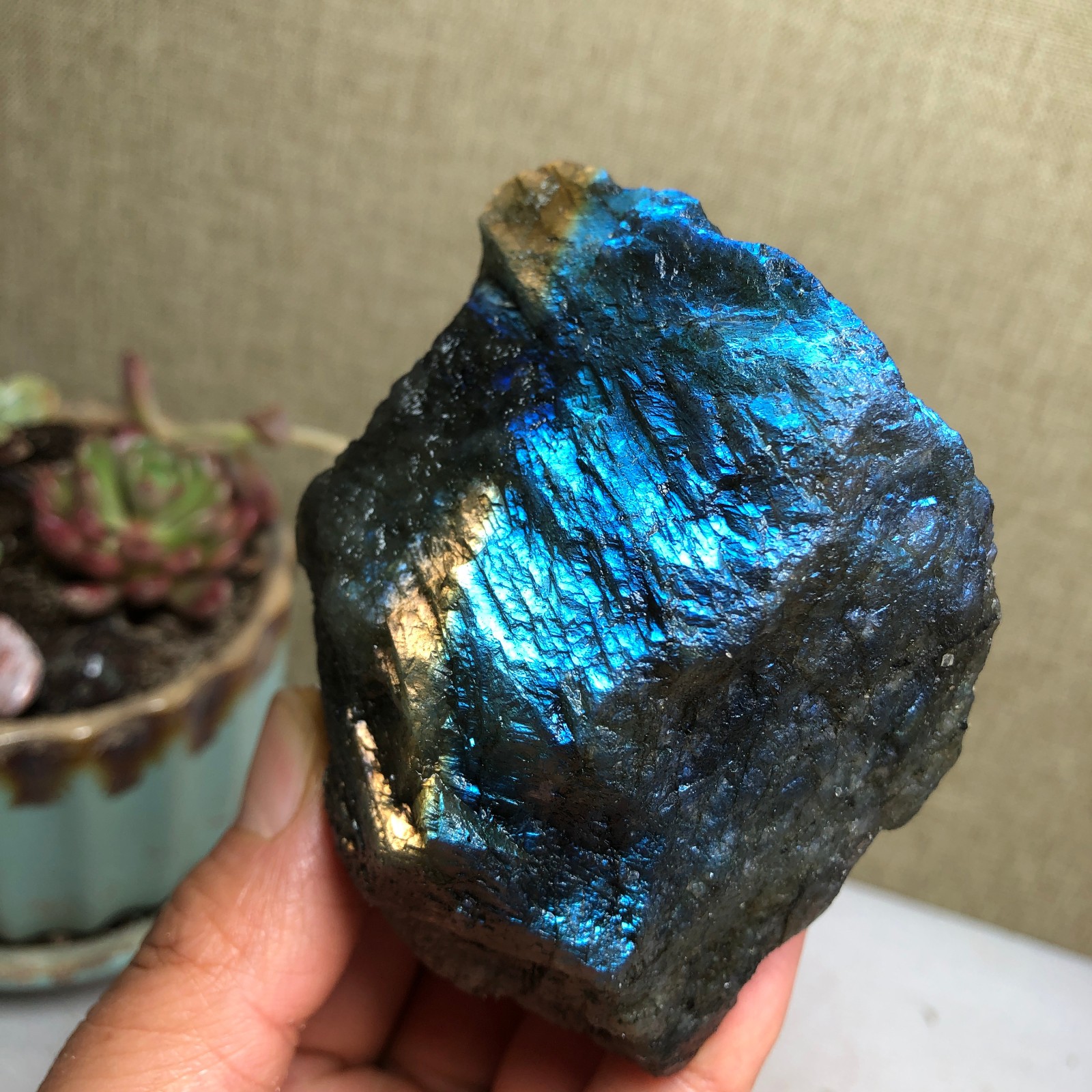 68mm Natural Labradorite Crystal gemstone rough original Specimen 239g A3459