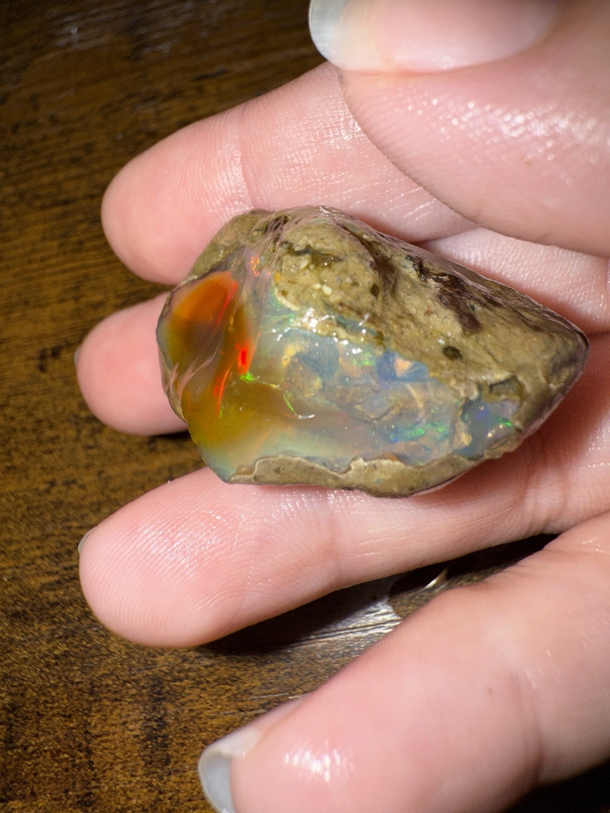 Rough Opal Specimen Nodule, Uncut Cabbing Rough w/ Multicolor Fire Play