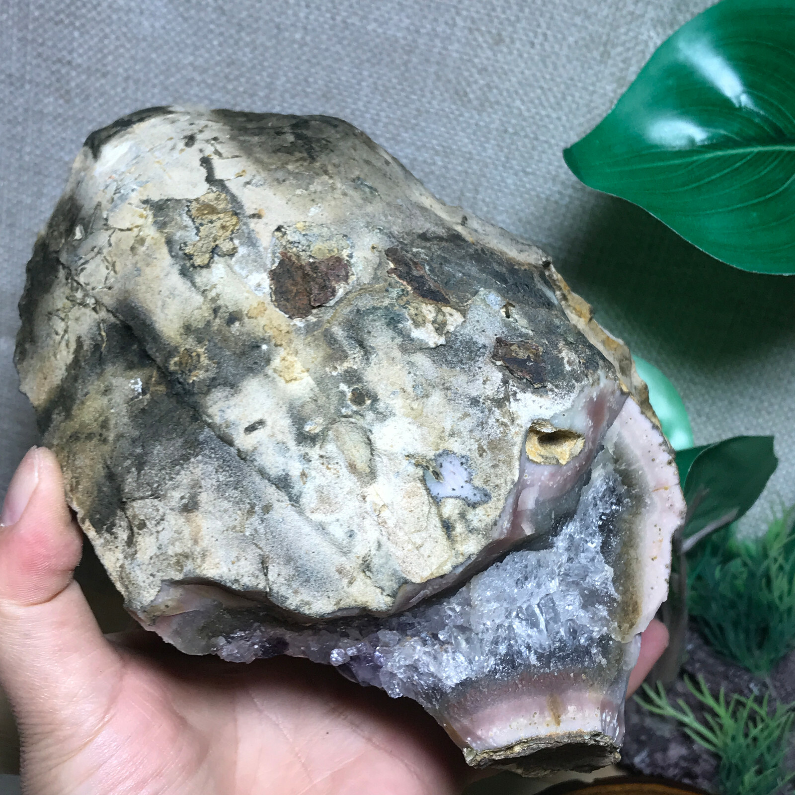 1607g Natural Uruguay Deep Purple Crystal Quartz Amethyst Geode Clusters 01