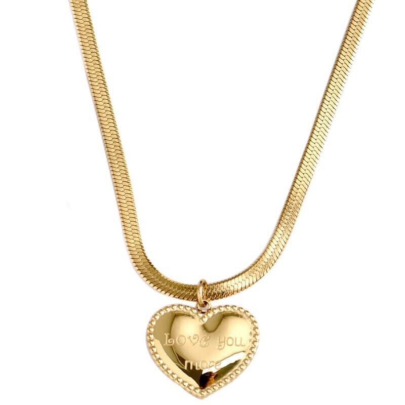 Women’s Fashion Jewelry Gold Heart Love You More Pendant Necklace Gift 1PC
