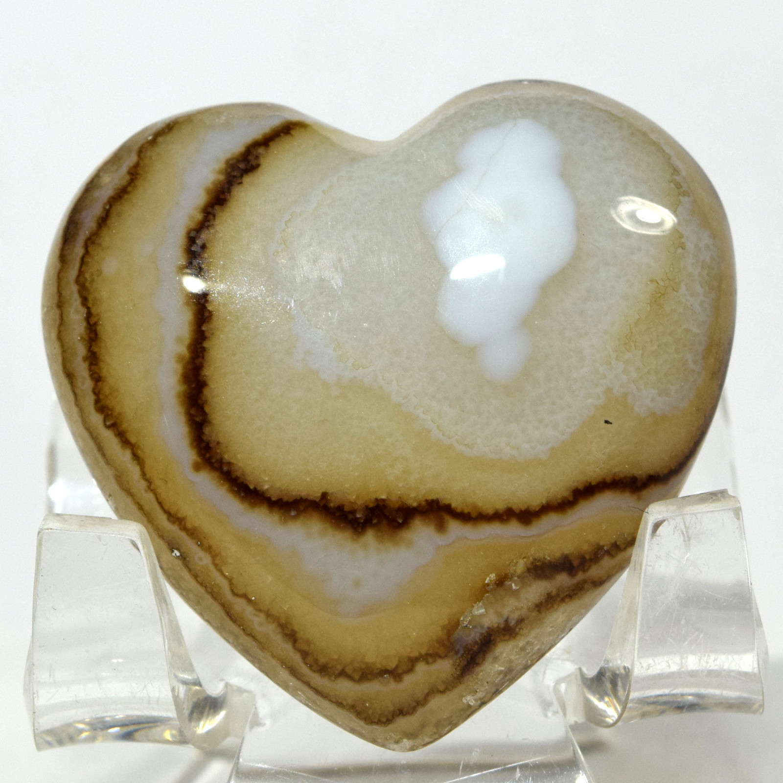 41mm Multicolor Agate Heart Natural Banded Sparkling Crystal Gemstone – India