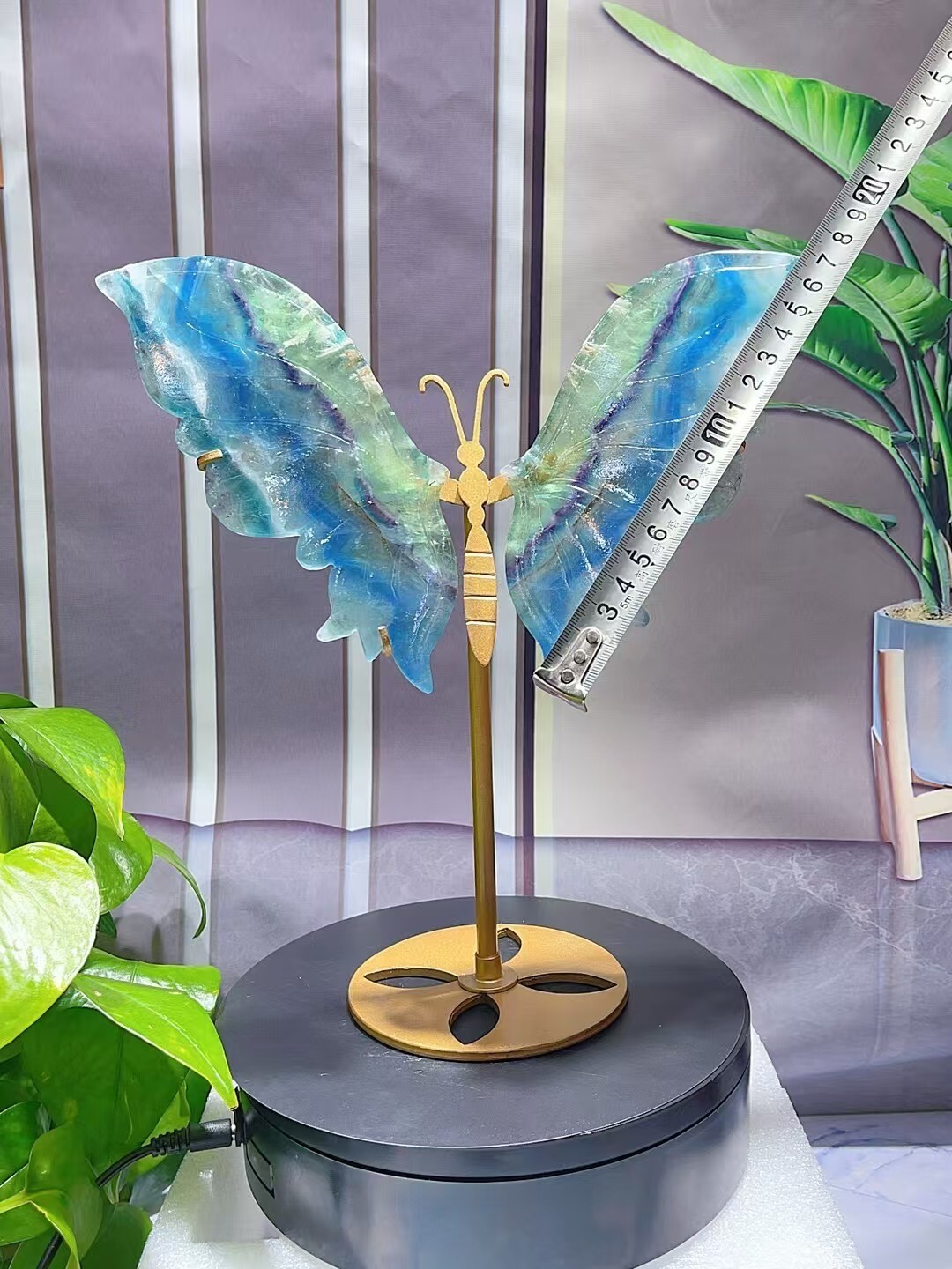 1pc Natural fluorite butterfly wings Crystal wings carving Home decor