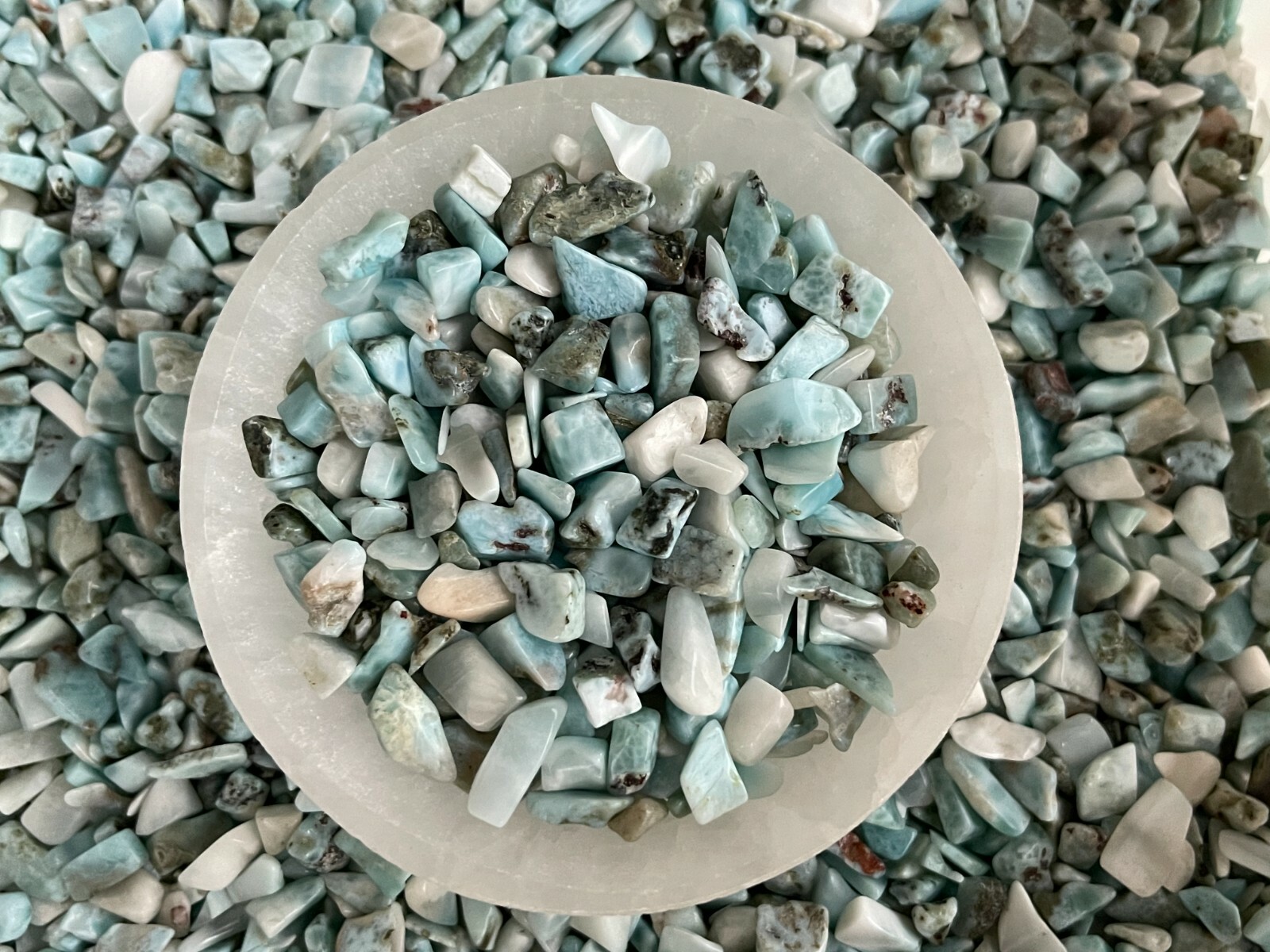 Grade A++ Larimar Semi Tumbled Gemstone Mini Chips 5 -12mm, Wholesale Bulk Lot