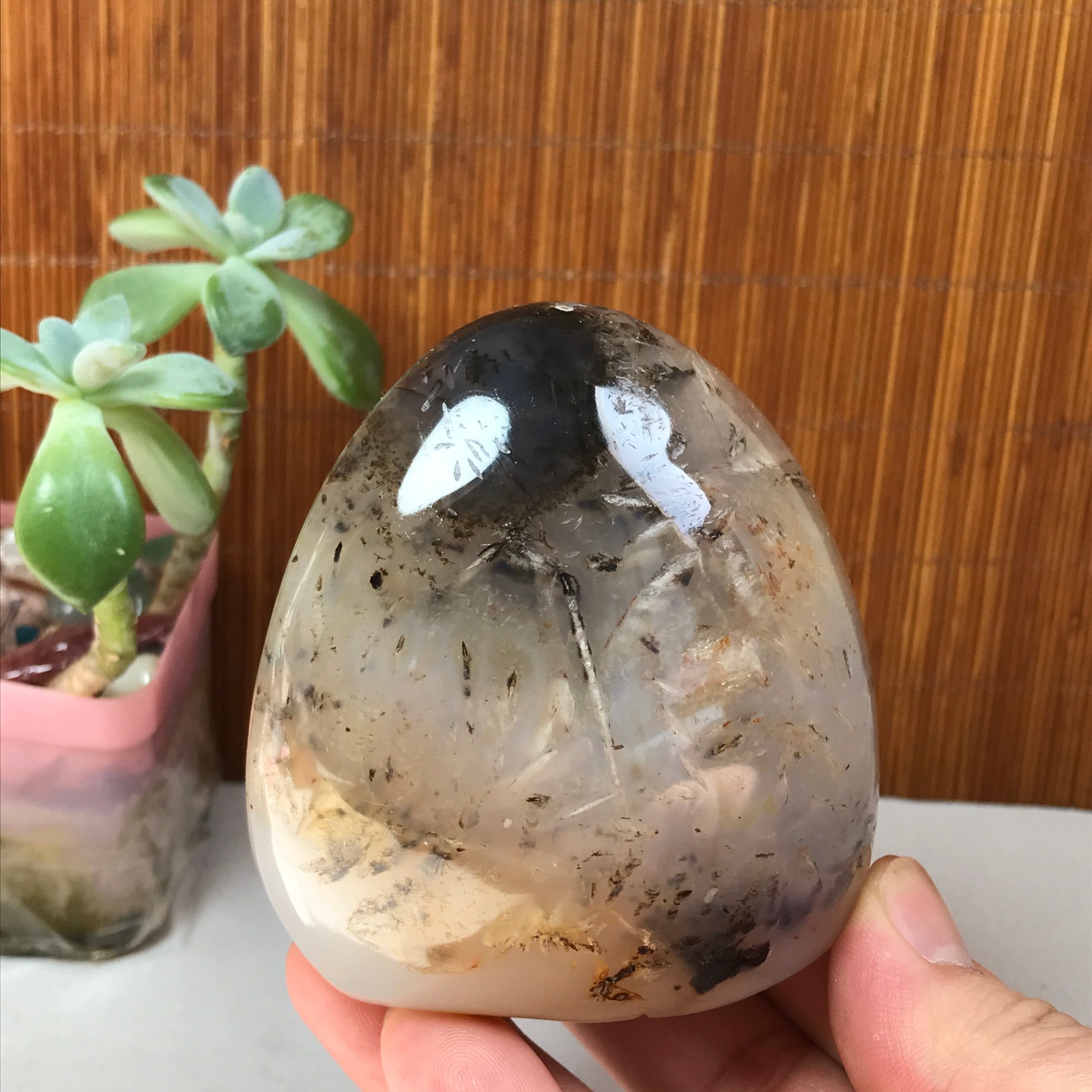 77-74-50mm Natural aquatic plants agate pretty Crystal specimens 433g A1877