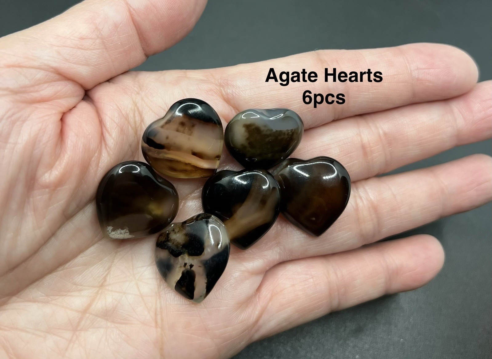 Agate Genuine Heart Shaped Stones 6 Pcs 23.0g Total