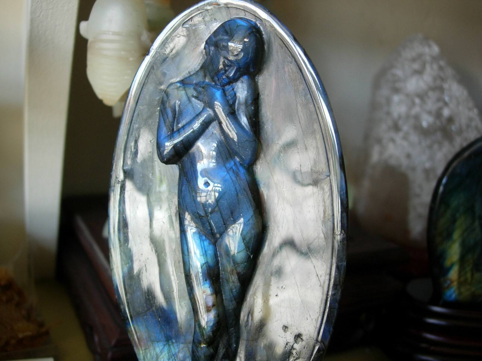 labradorite art deco style nude carving stunning flash